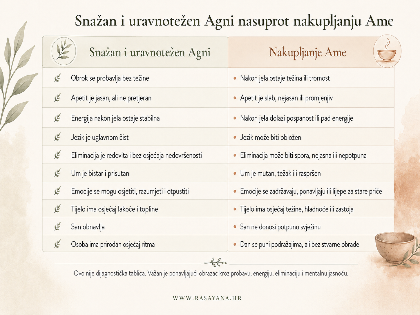 Pregled stanja probavne vatre Agni