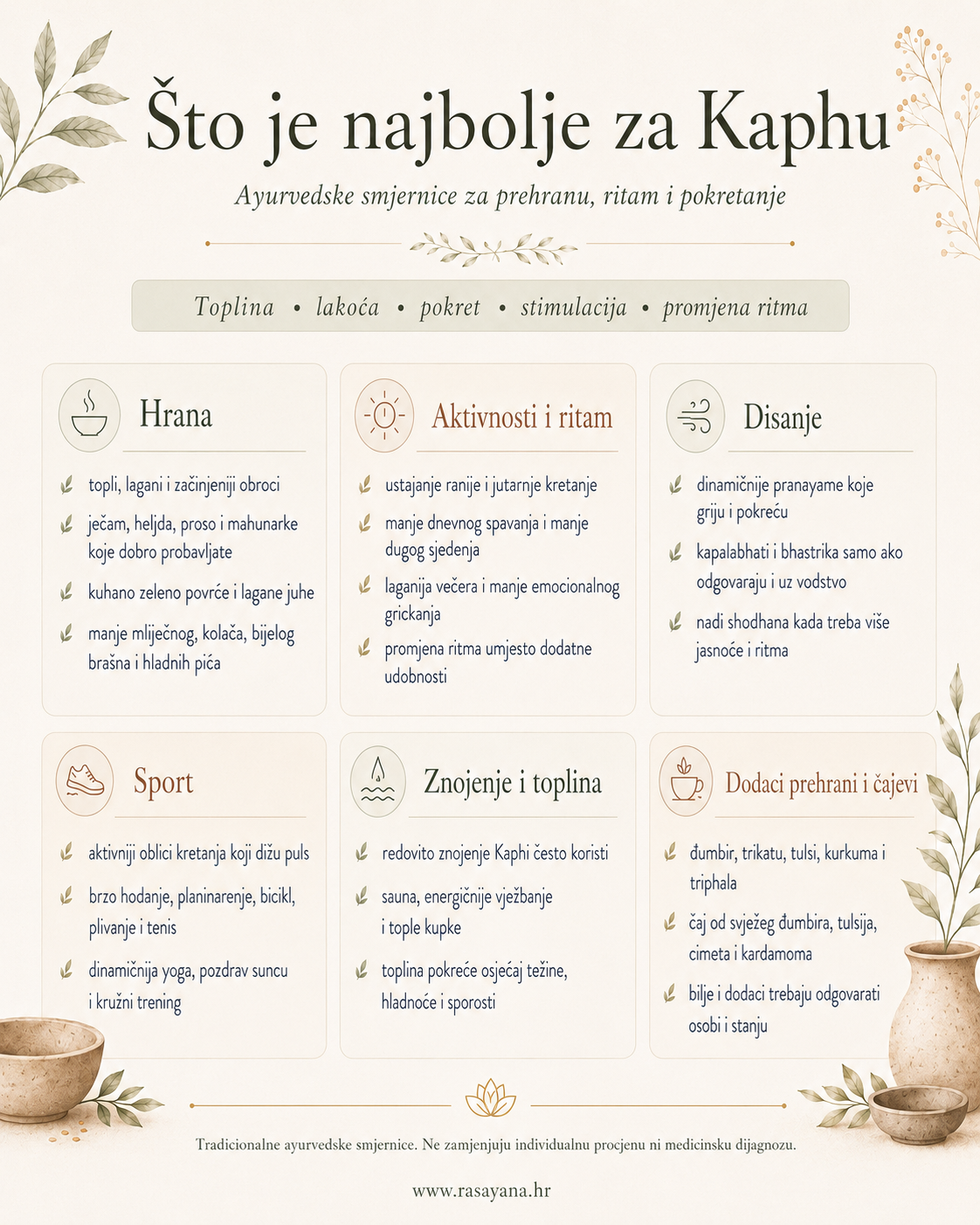 Praktični savjeti za uravnoteženje Kaphe
